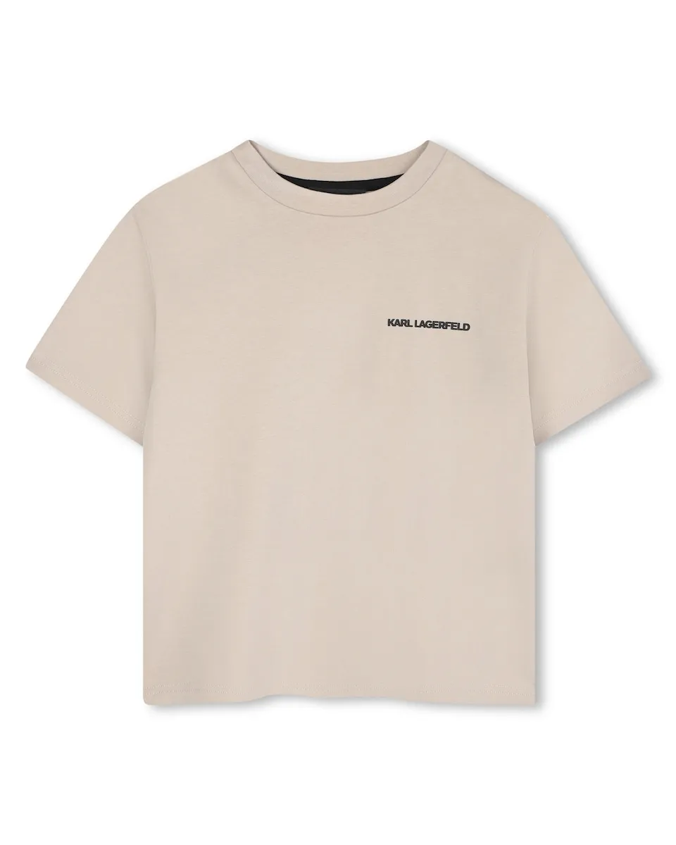

Детская футболка естественного цвета из хлопка Karl Lagerfeld Kids