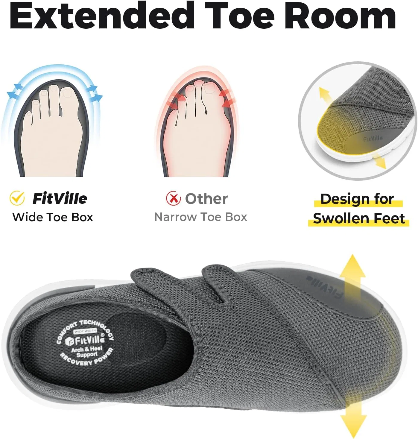 Сандалии ортопедические с поддержкой стопы FitVille, Shadow Grey — фото 3