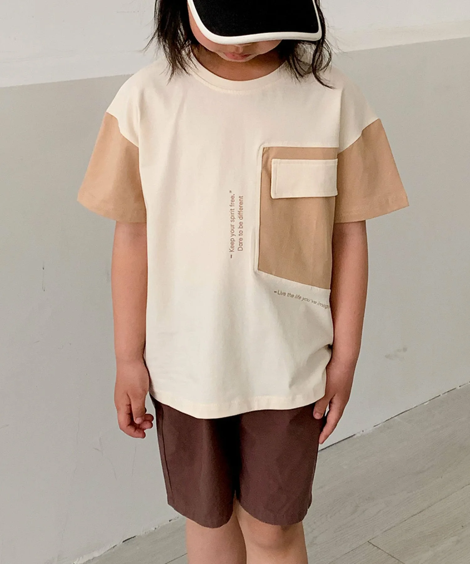 Детская футболка с принтом в цветовой гамме [aimoha-KIDS-] Aimoha Kids, beige — фото 3