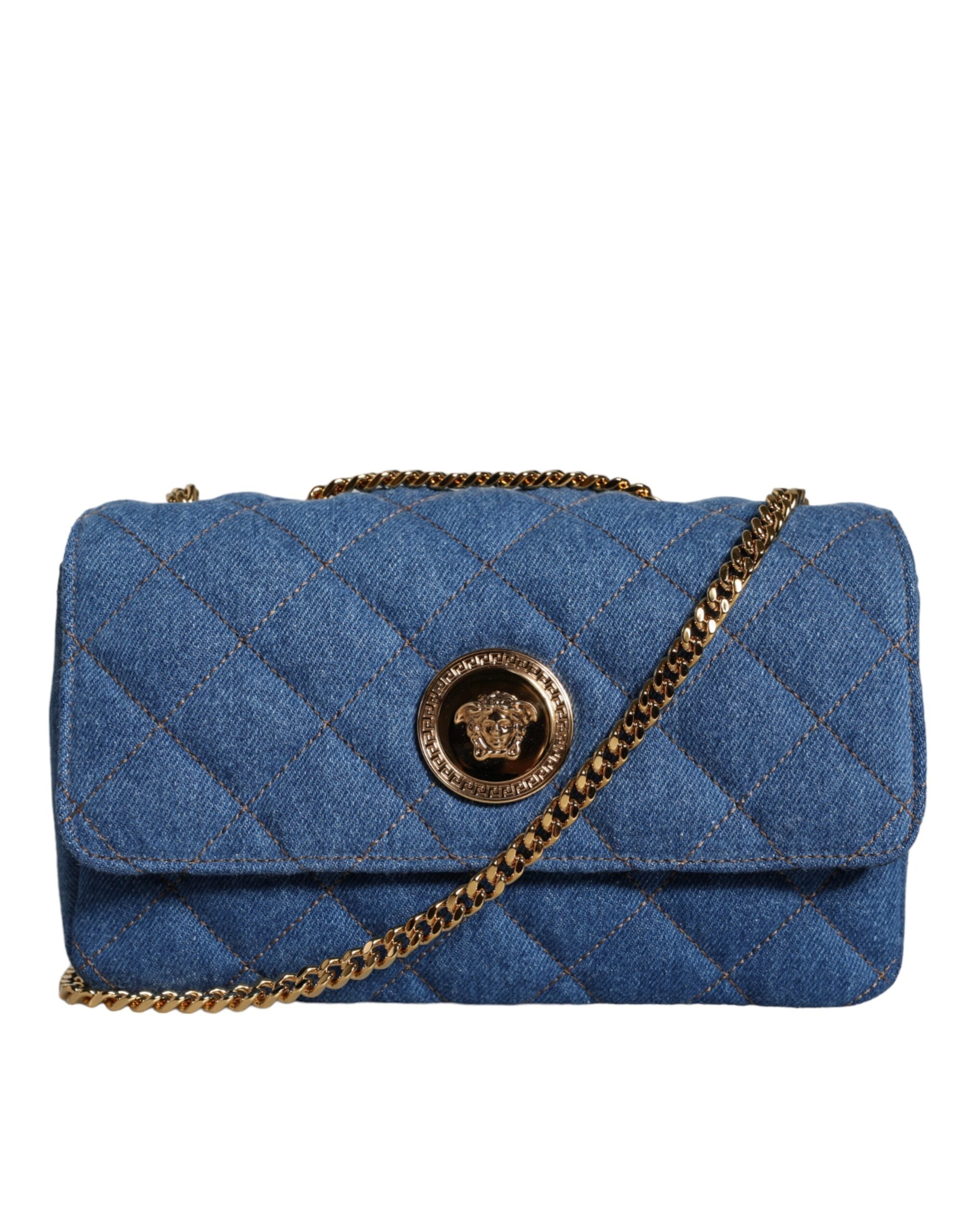 

Versace стеганая кожаная сумка через плечо женская, синий