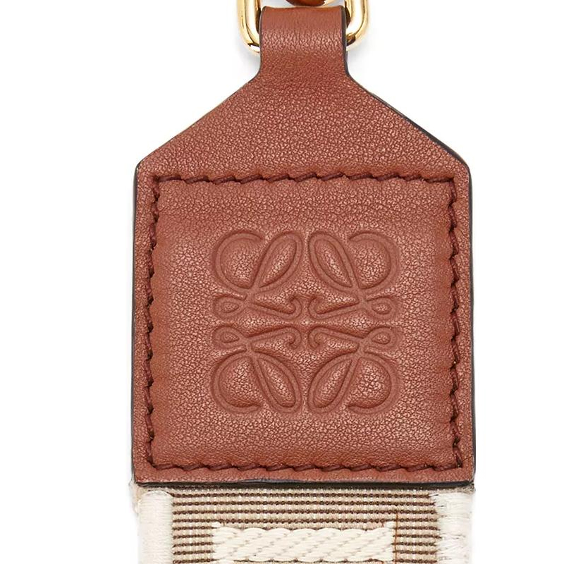 LOEWE Женский ремень для сумки из жаккардовой ткани с кожаной лямкой натуральный бежевый — фото 4