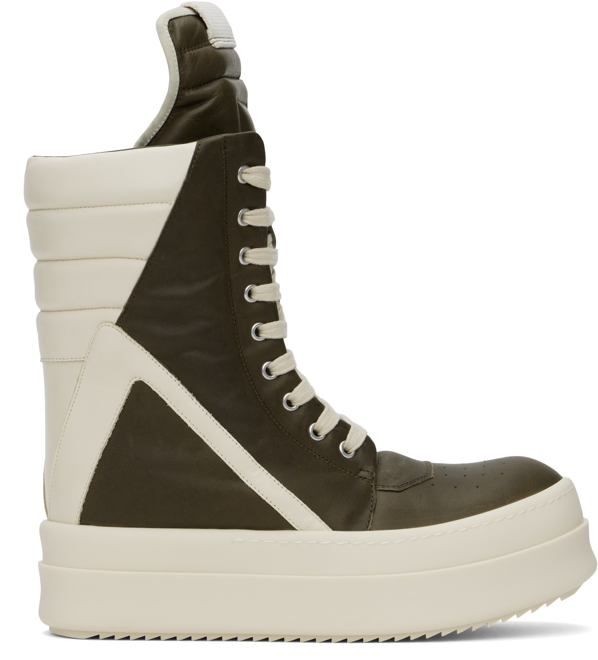 

Кроссовки Porterville Mega Geobasket цвета хаки и белого цвета Rick Owens