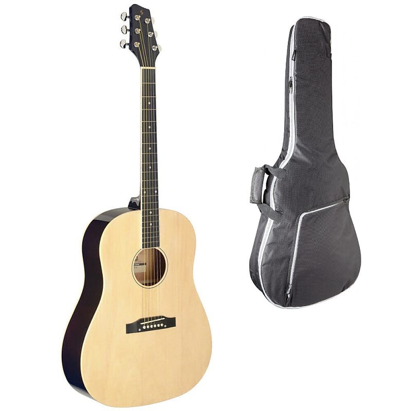 

Акустическая гитара Stagg Dreadnought Student Acoustic Guitar w/ Gig Bag - Natural