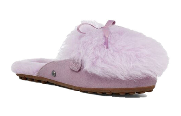 Модные сандалии Shaine Fluff легкие уютные плоские плюшевые тапочки розовые Ugg, розовый — фото 4