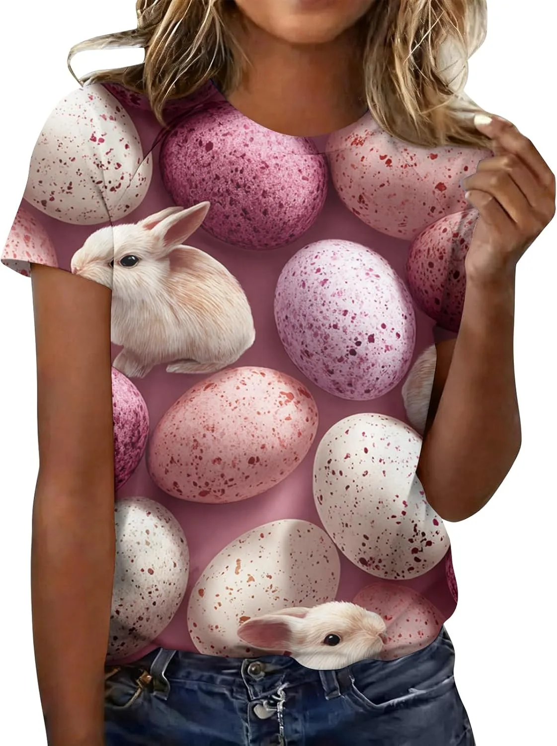 

Женская футболка с круглым вырезом и коротким рукавом Easter Printed