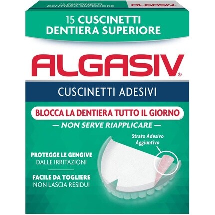 

Клейкие подушечки для верхних зубных протезов Algasil, 15 шт. Algasiv