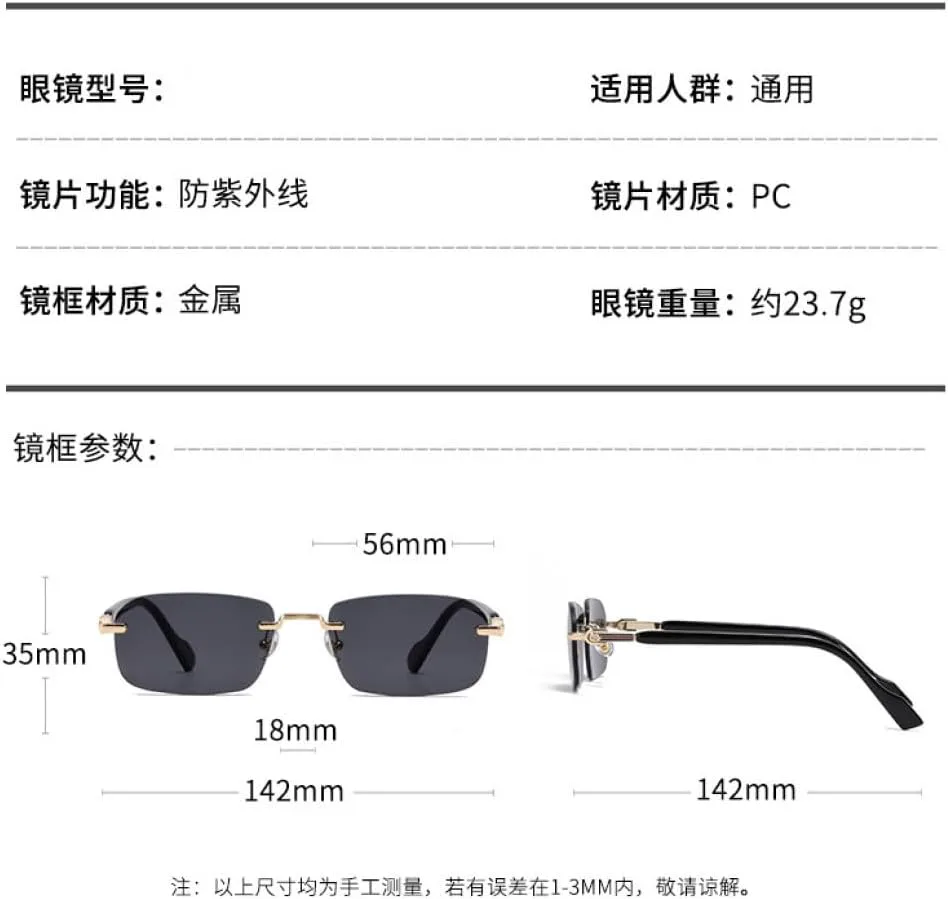 

Солнцезащитные очки в стиле ретро 2027 года, без оправы, для женщин, квадратные очки, защита от УФ-излучения и бликов, оправы для вождения, мужские очки MTZJH, C3