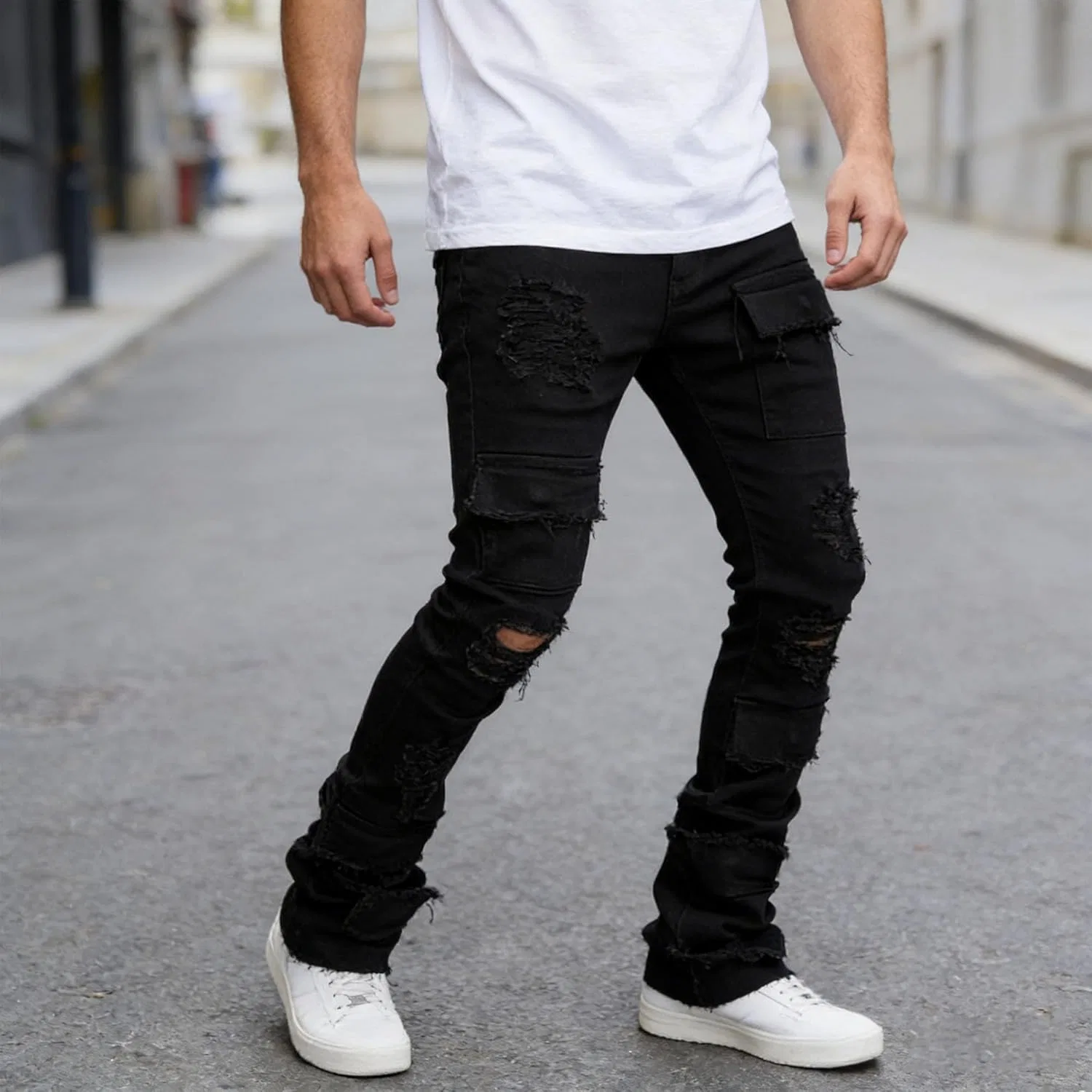 Джинсы рваные, Stylished Stretch, Black — фото 4