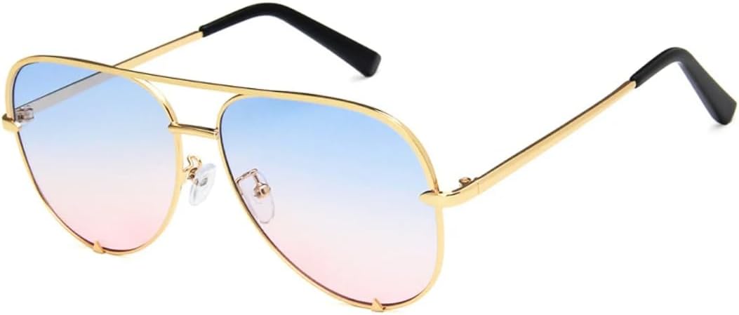 

Классические роскошные солнцезащитные очки большого размера из металла для женщин и мужчин, модные винтажные очки-очки для мужчин с защитой от УФ-излучения UV400 VVTWSSW, Gold Blue Pink
