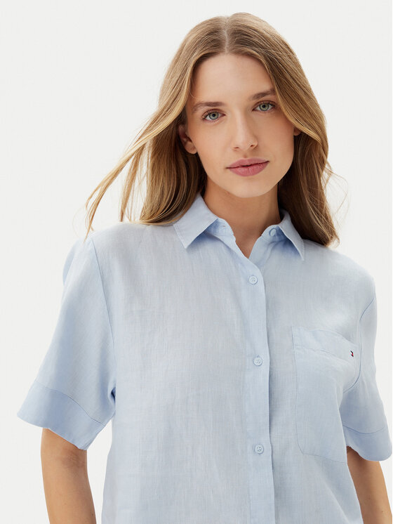 Свободная рубашка WW0WW44720 Tommy Hilfiger, голубой — фото 4