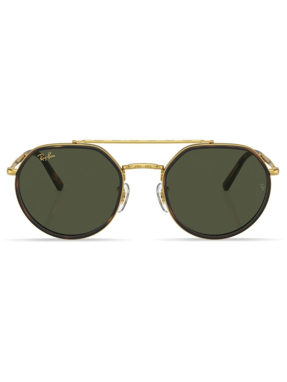 

Ray-Ban logo-print round-frame sunglasses, золотистый