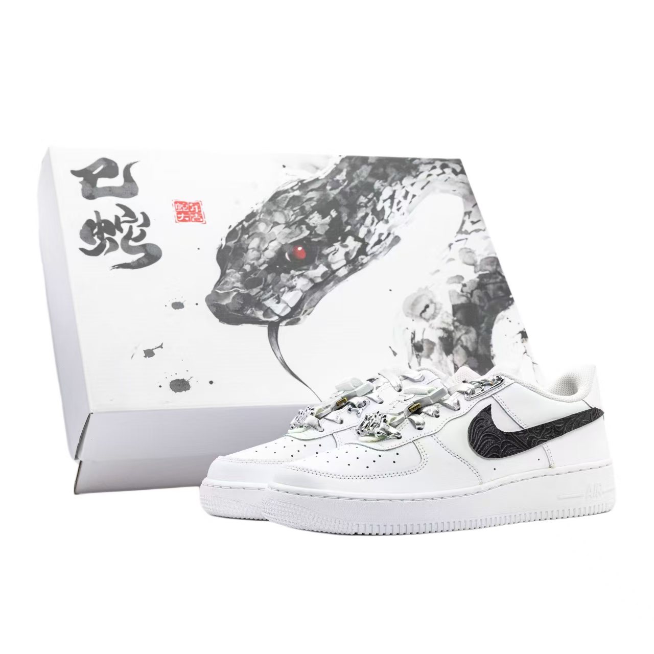 

Nike Кроссовки Air Force 1 с противоскользящим покрытием, износостойкие, низкие, мужские, белые, черные