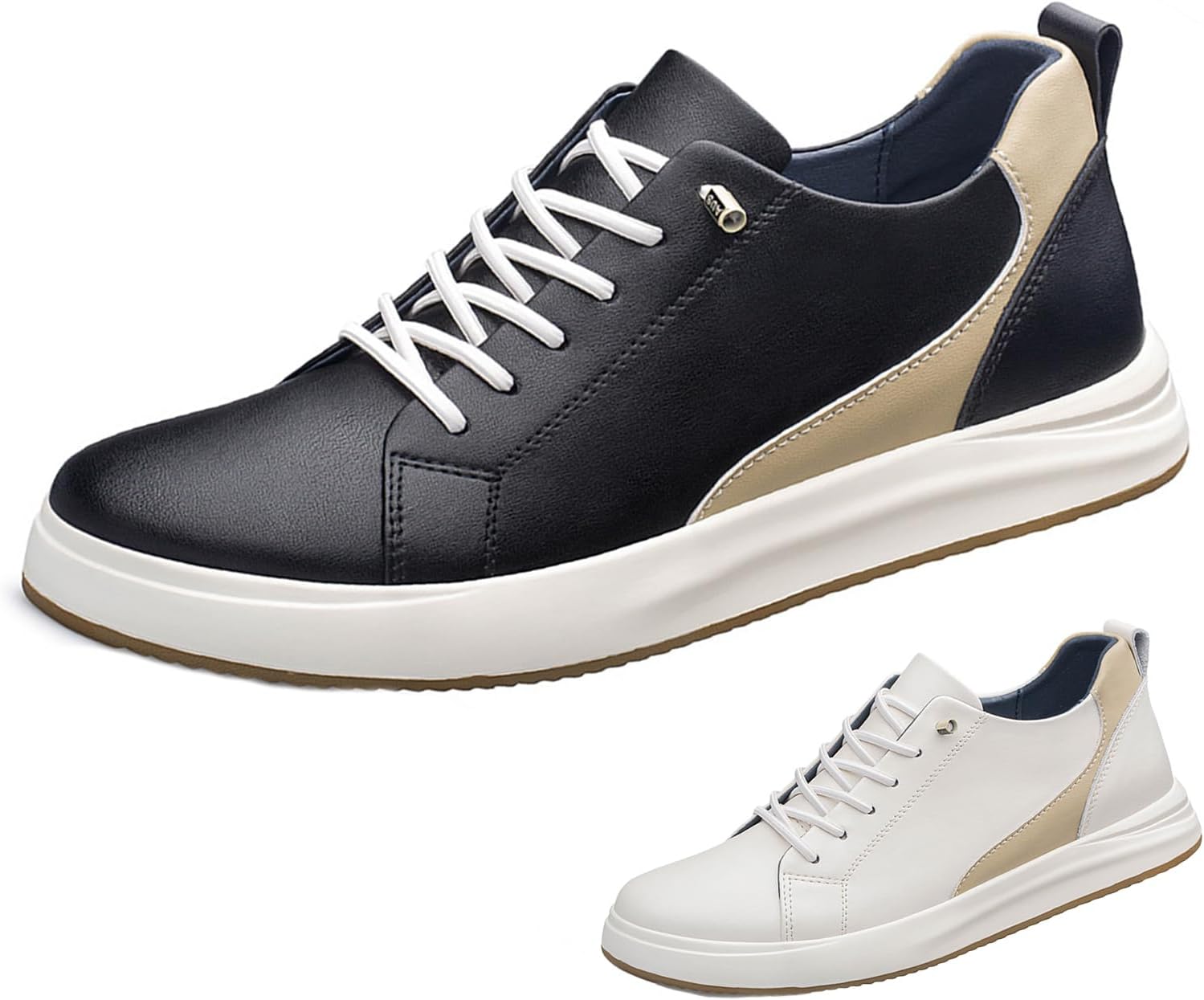 

Мужские кожаные кроссовки без шнурков, модные легкие с круглым носком, мягкой подошвой, удобные для ходьбы с эффектом увеличения роста, классические деловые обувь оксфорды Etoryoox, черный