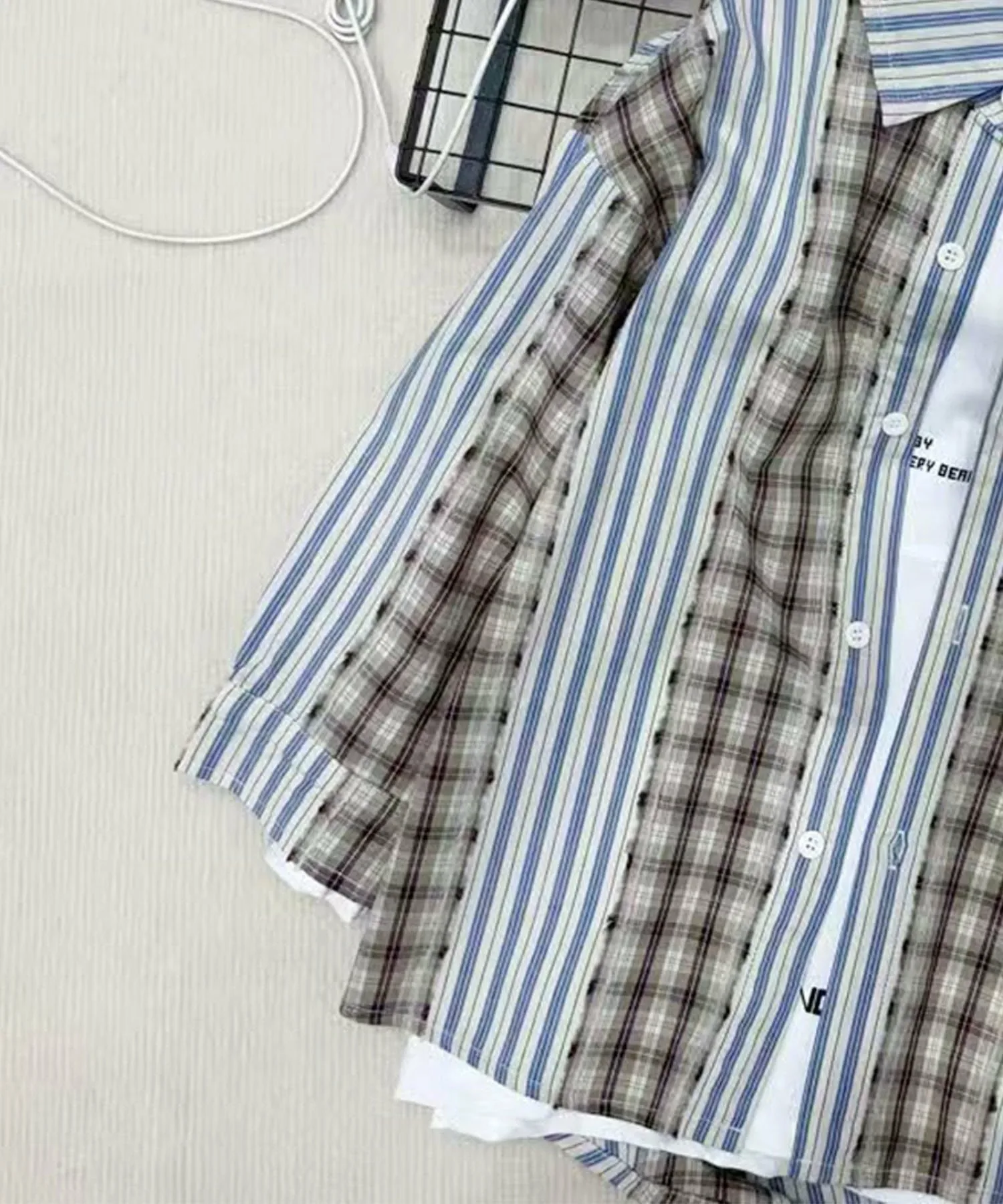 Рубашка в контрастную клетку Aimoha Kids, blue — фото 4