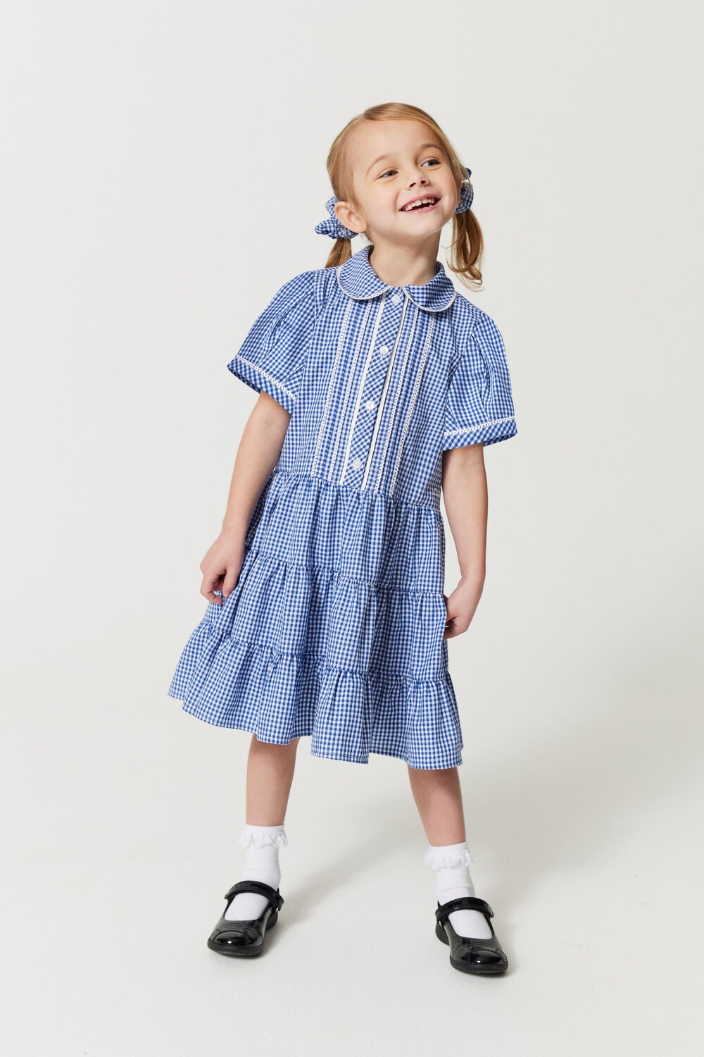 

Школьный комплект Clarks Vichy в клетку из платья и брюк для волос Clarks, синий