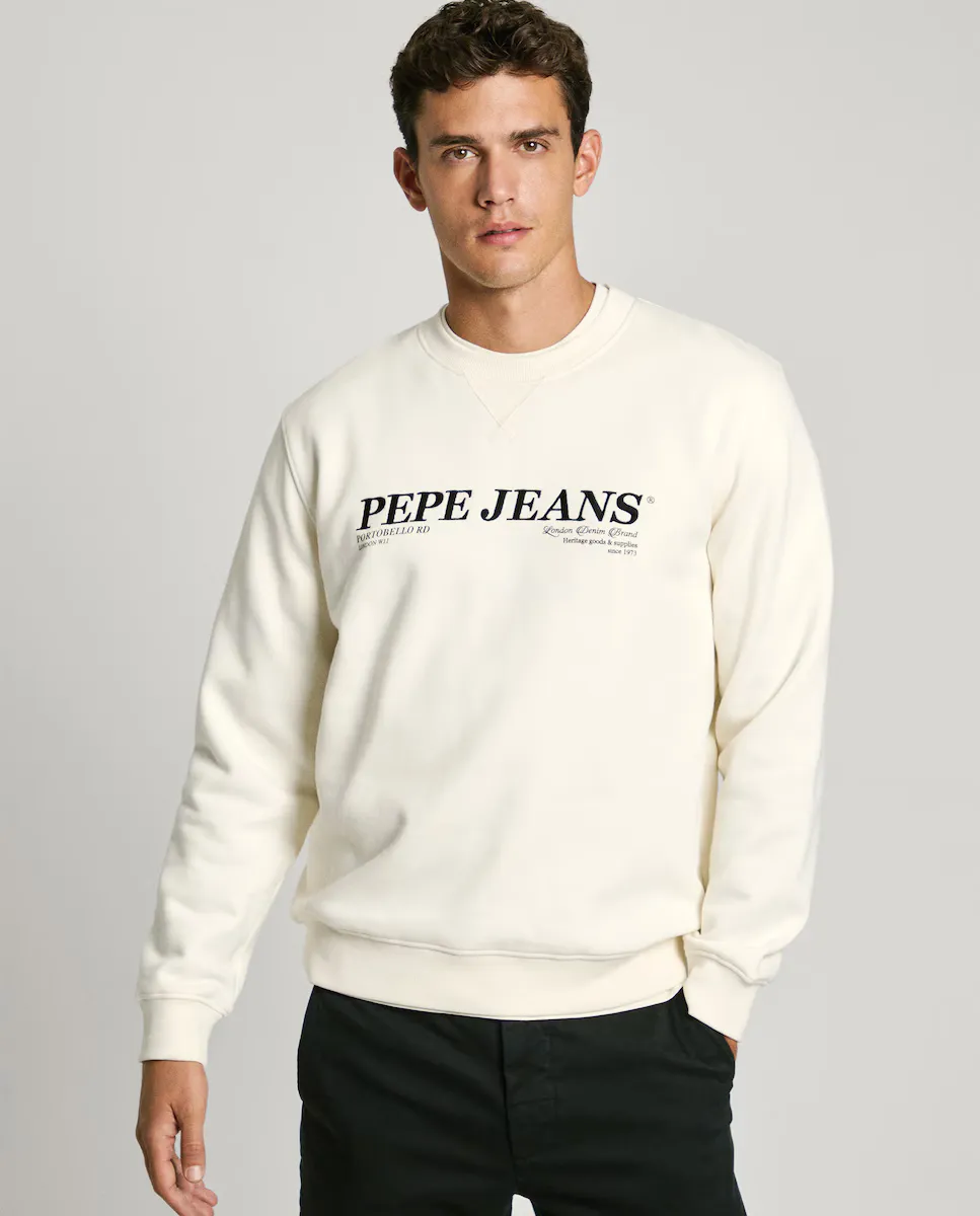 

Мужской свитшот с круглым вырезом и вышитым логотипом Pepe Jeans, цвет Crudo