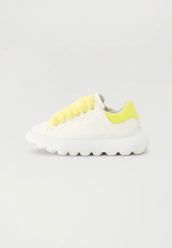 Кроссовки для девочек puffypop Geox, White/Fluo Yellow