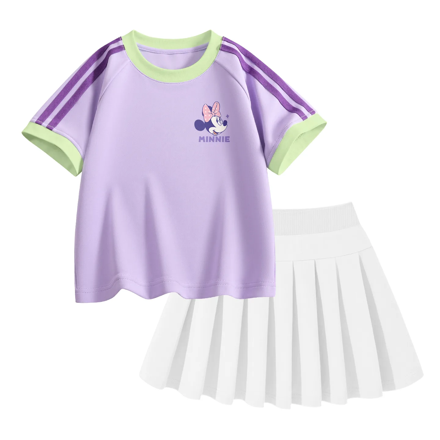 Детская спортивная футболка с круглым вырезом Disney, Dini Knot K Lingxiao Purple+Solid Color White
