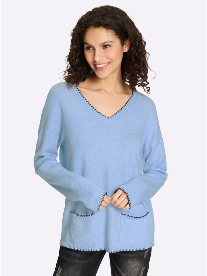 

Свитер цвета ледяного голубого меланжа Heine