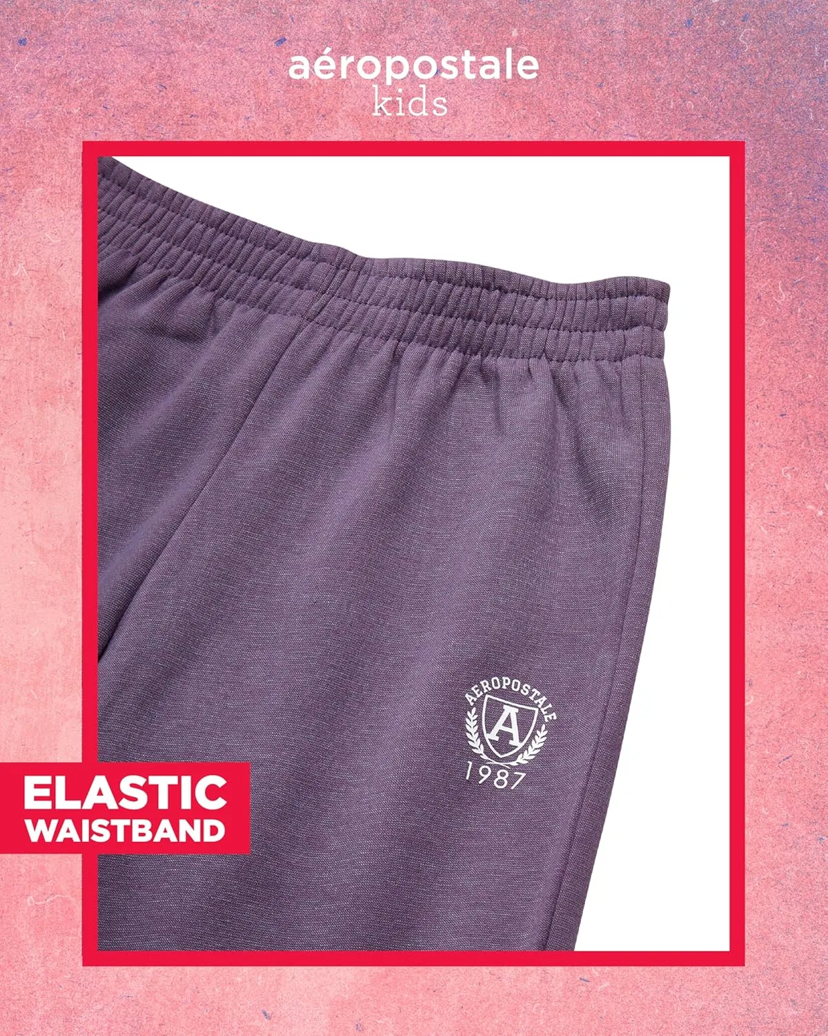 Детский спортивный костюм AEROPOSTALE 1/4 Zip Pullover и Wide Leg Jogger, Black Plum — фото 4