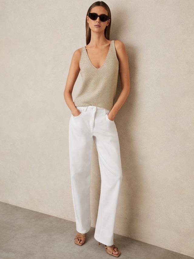 

Petite Belinda Mid Rise прямые джинсы Reiss, White