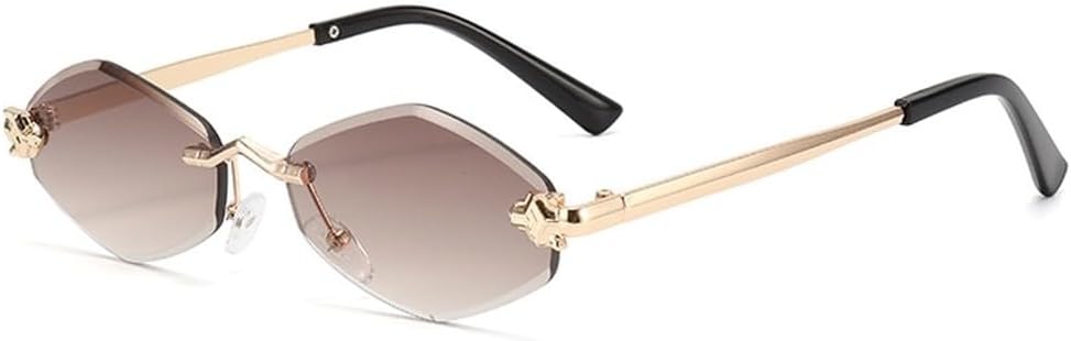 

Женские солнцезащитные очки ромбовидной формы, без оправы, с защитой от УФ-излучения, модные солнцезащитные очки для вождения и путешествий, мужские солнцезащитные очки HYYZZC, Gradient Tea