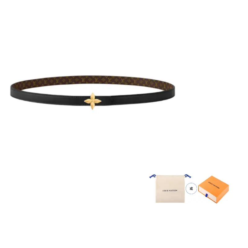 

LOUIS VUITTON Ремень Lv Lv Mini Flowergram 15 мм реверсивный, Black
