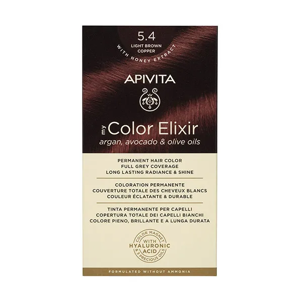 

Перманентное окрашивание My Color Elixir Apivita, цвет light brown copper