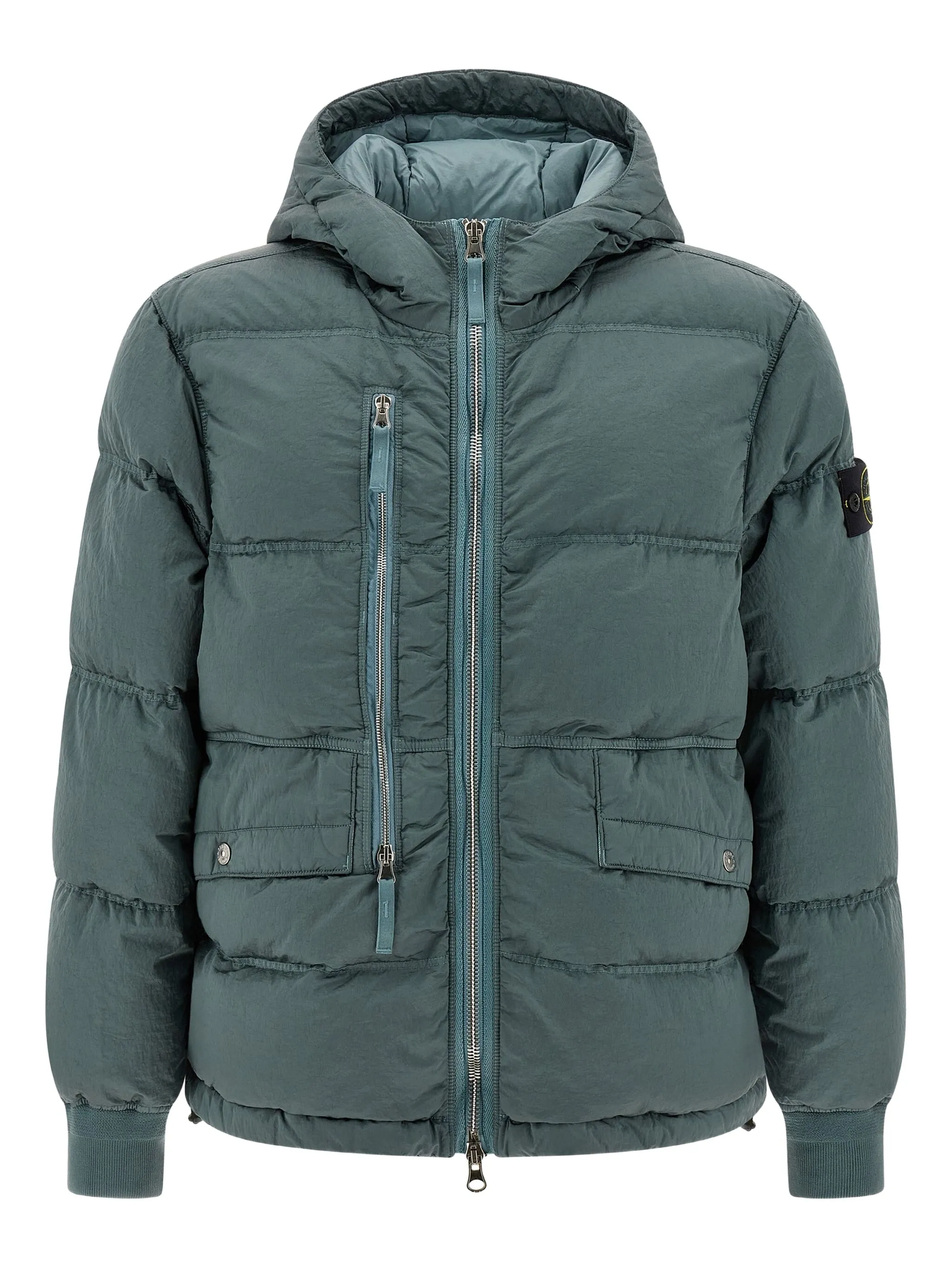 

Стеганое пальто с капюшоном Stone Island, зеленый