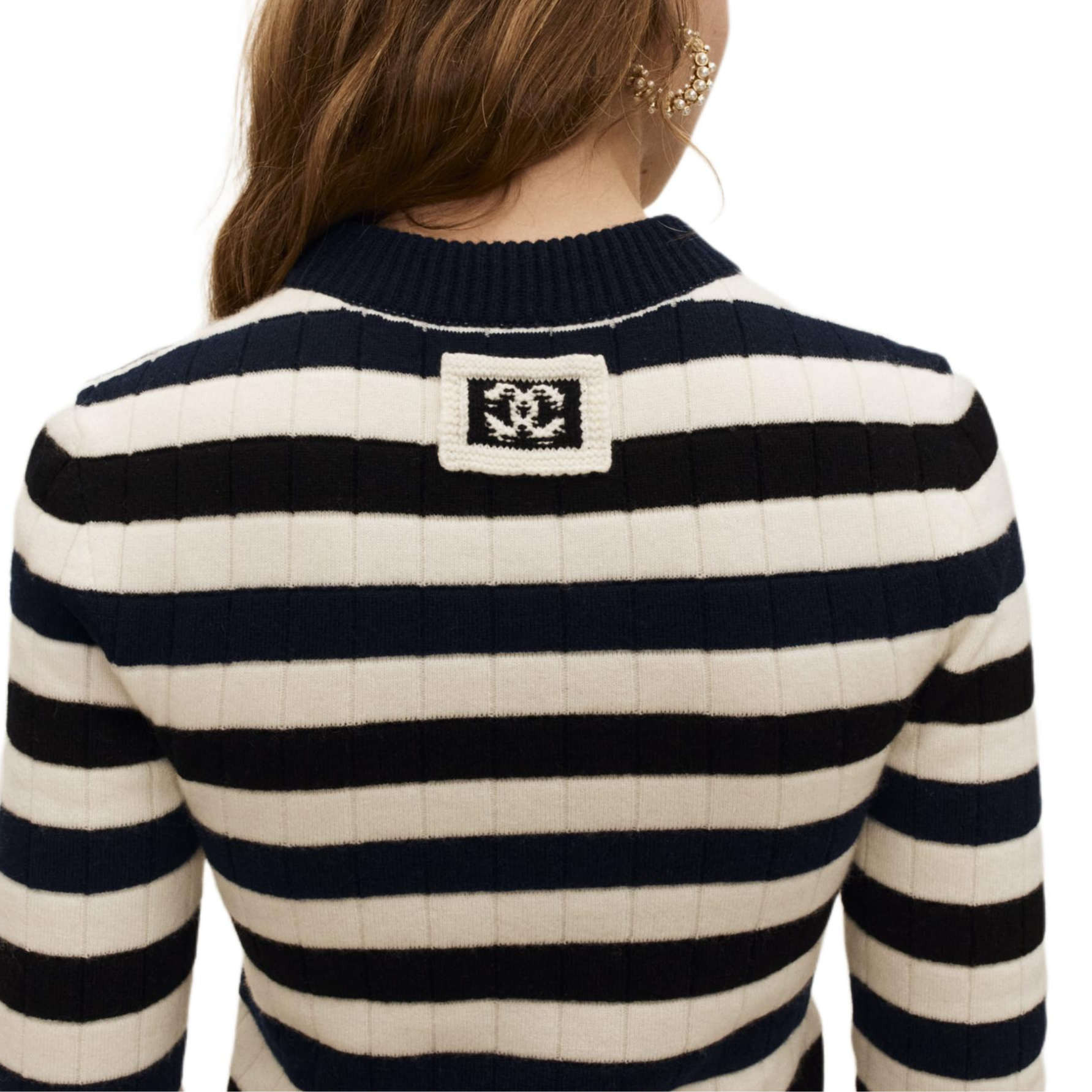 CHANEL Трикотажный джемпер для женщин с круглым вырезом, цвет white marine blue black, модель Moderate Others — фото 3