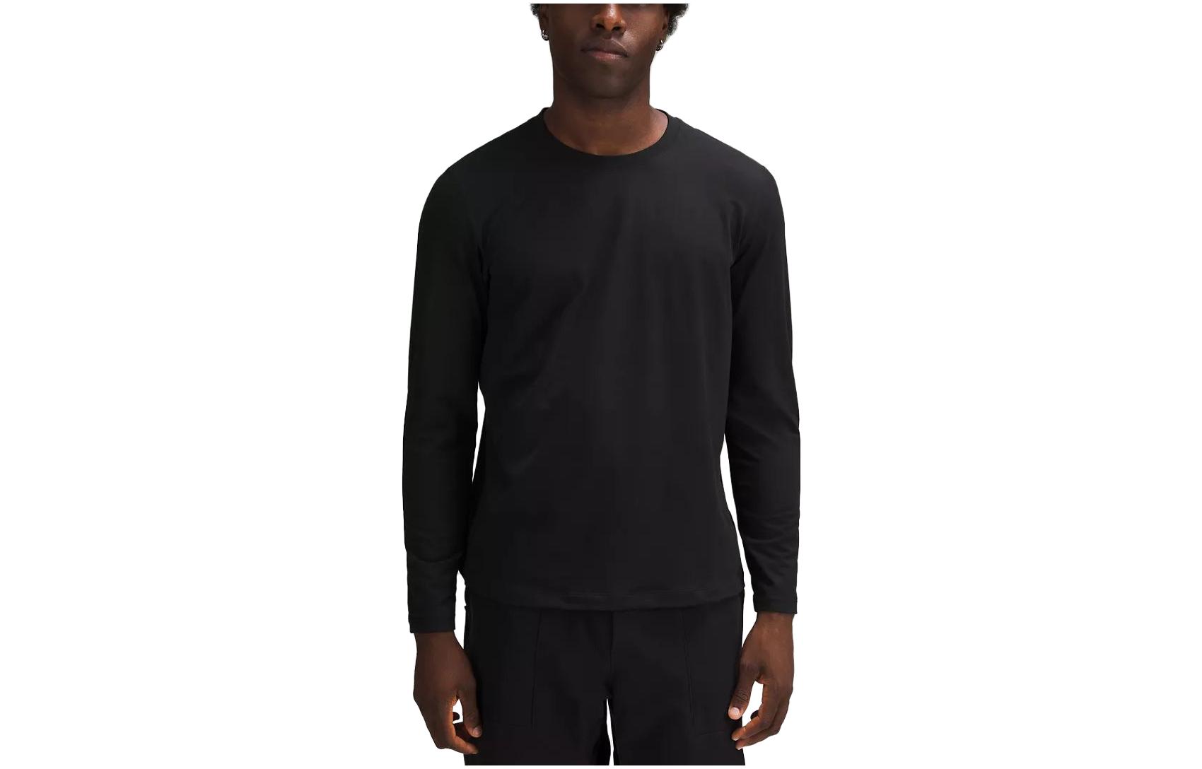 

Мягкая джерси лонгслив футболка мужская Lululemon, черный