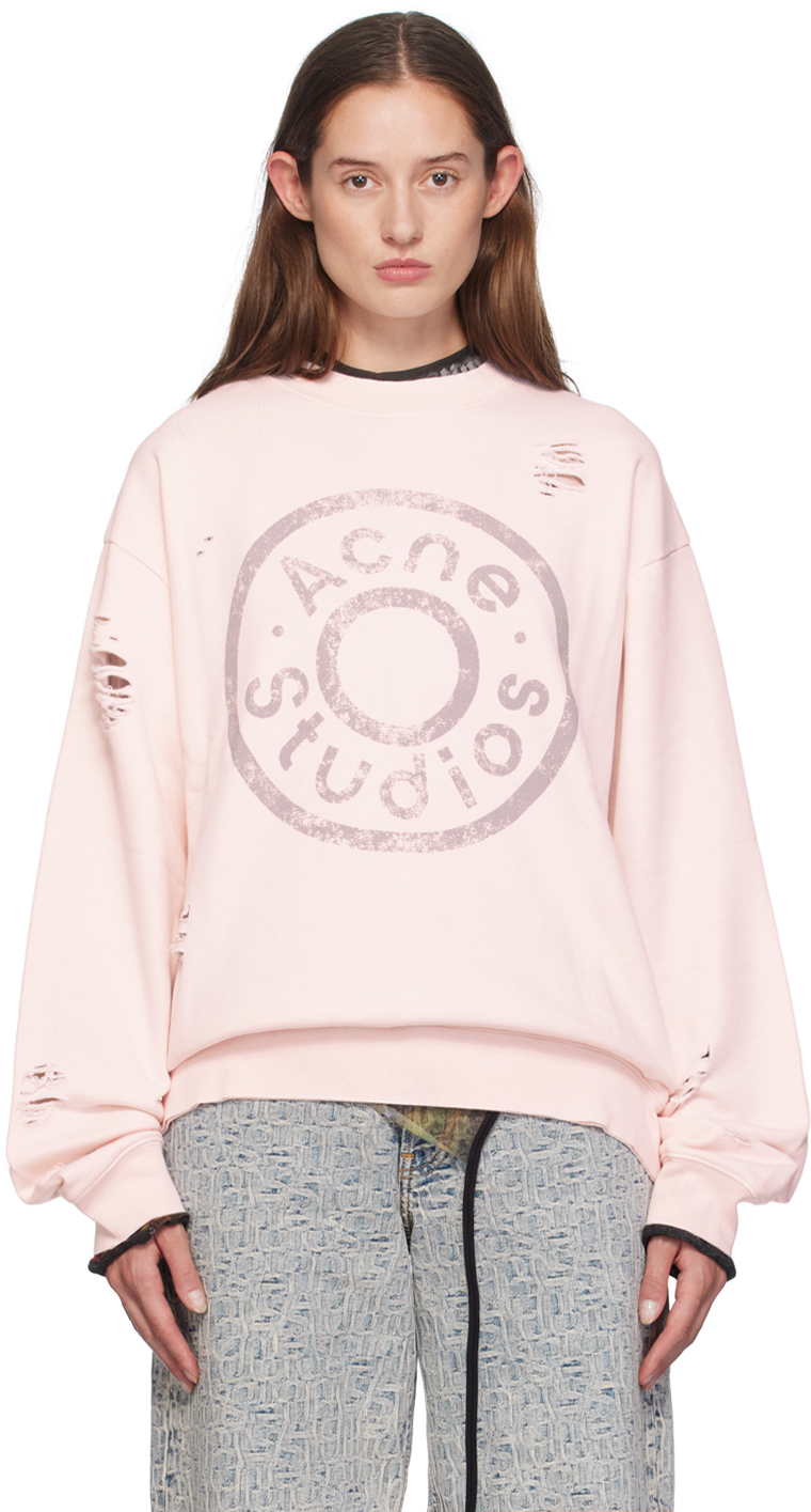 

Розовый потертый свитшот с логотипом Acne Studios