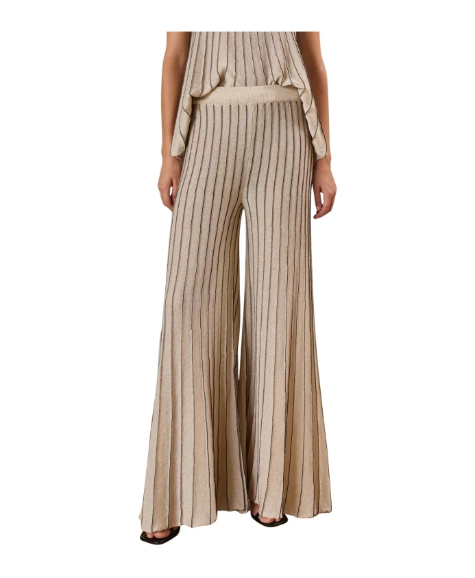 

Золотистые брюки-палаццо с люрексовой нитью Souvenir, бежевый