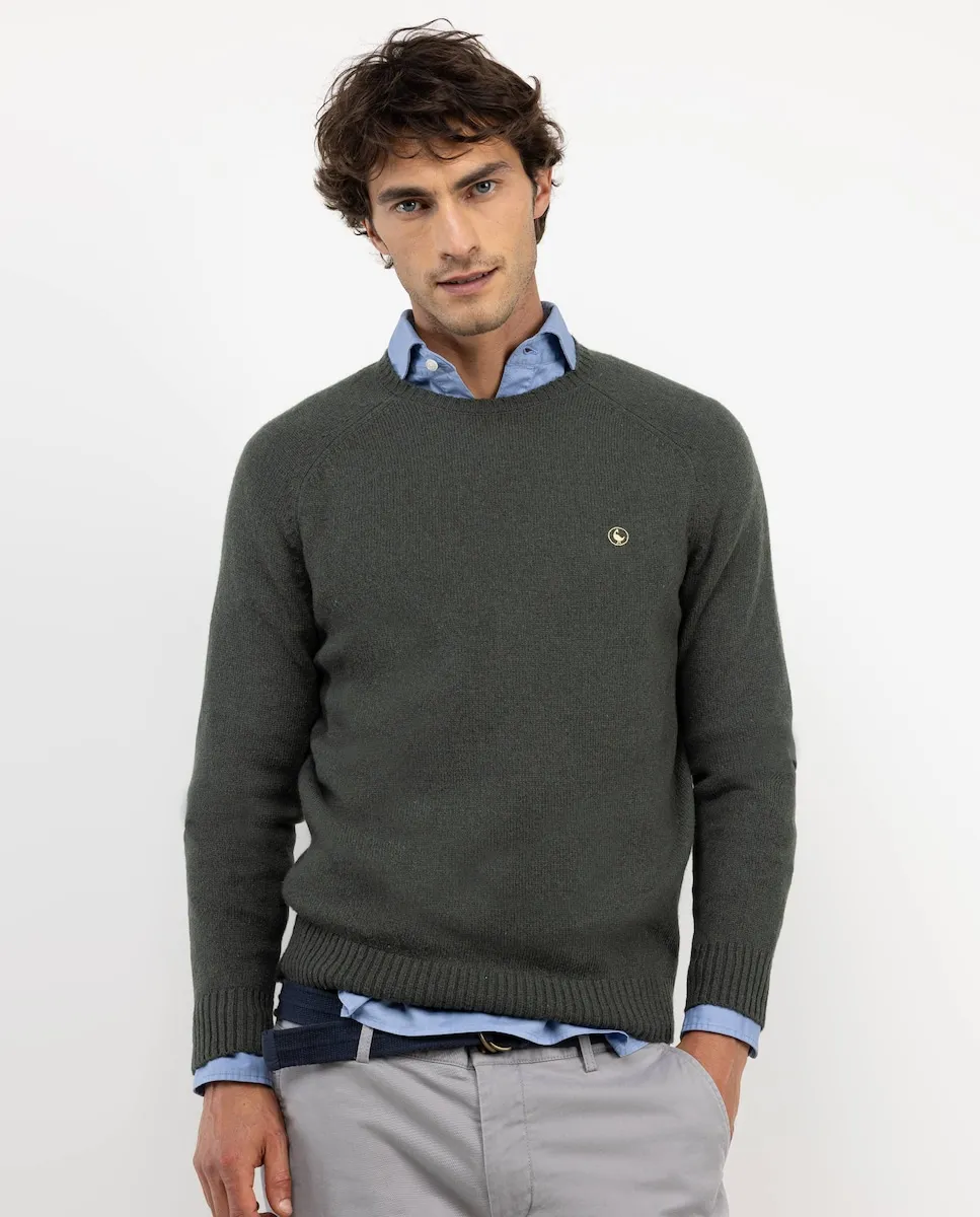 

Мужской свитер из мериносовой шерсти El Ganso, темно-зеленый