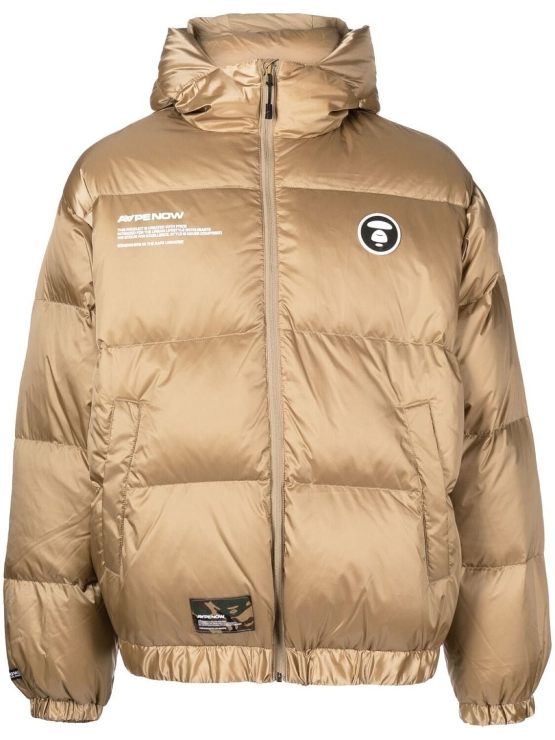 

Пуховик с нашивкой-логотипом AAPE BY *A BATHING APE, коричневый