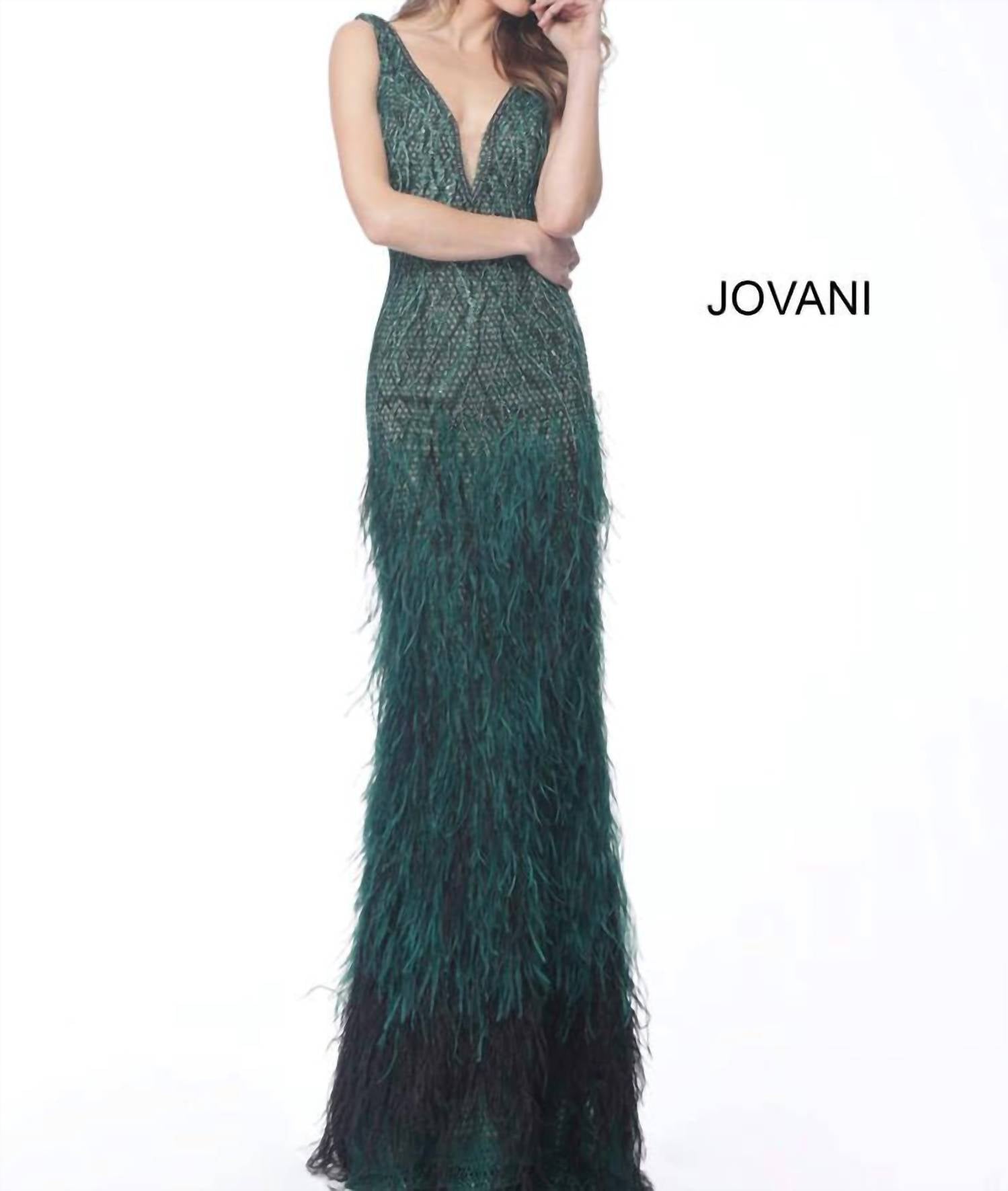 

Длинное платье изумрудного цвета JOVANI, цвет emerald
