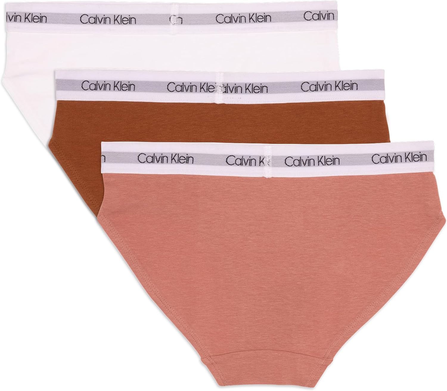 Комплект из 3 пар хлопкового бикини для девочек Calvin Klein, Modern Rose/Booming Brown/White — фото 2
