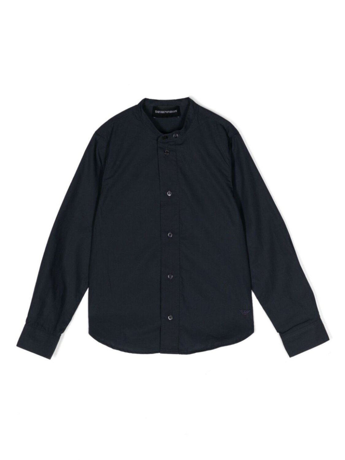 

Хлопковая рубашка с вышитым логотипом Emporio Armani Kids, синий