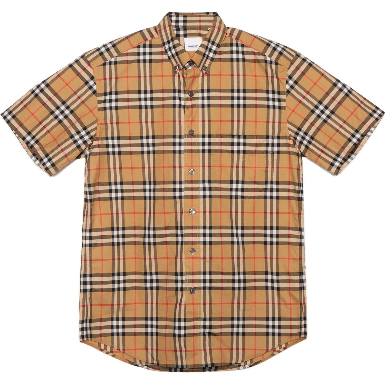 

Мужские рубашки с короткими рукавами в клетку, желтые Burberry