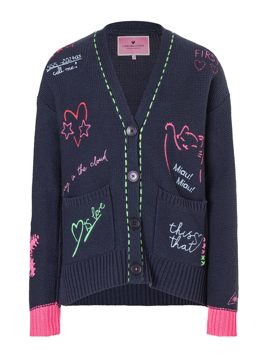

Вязаный кардиган LIEBLINGSSTÜCK Aruna, темно-синий/светло-синий