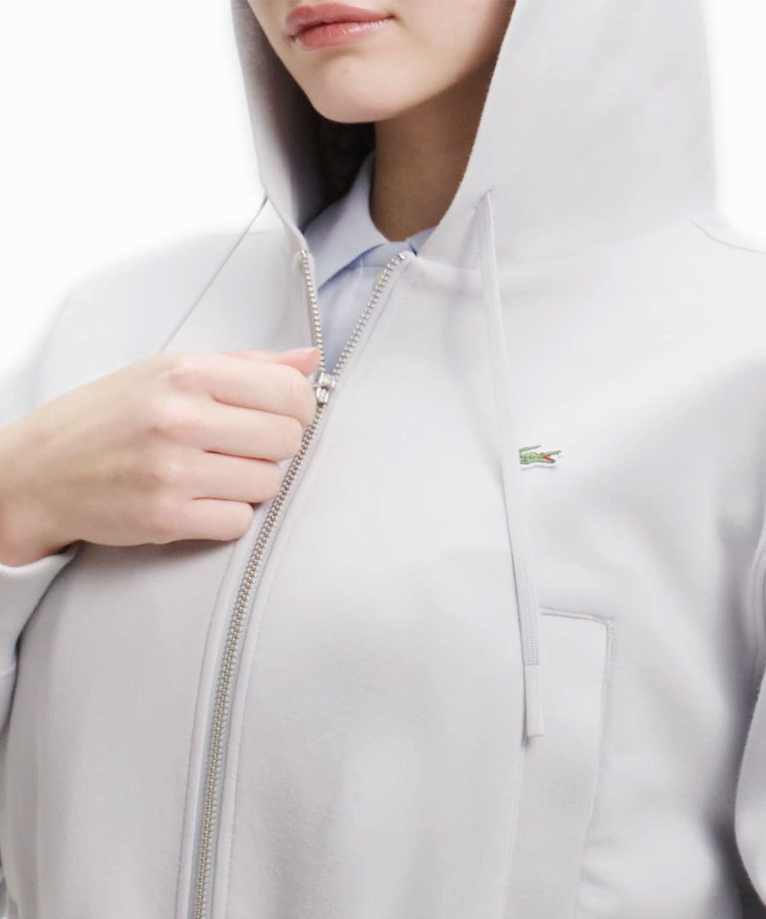 Толстовка LACOSTE Double Face, двусторонняя, светло-серая — фото 2