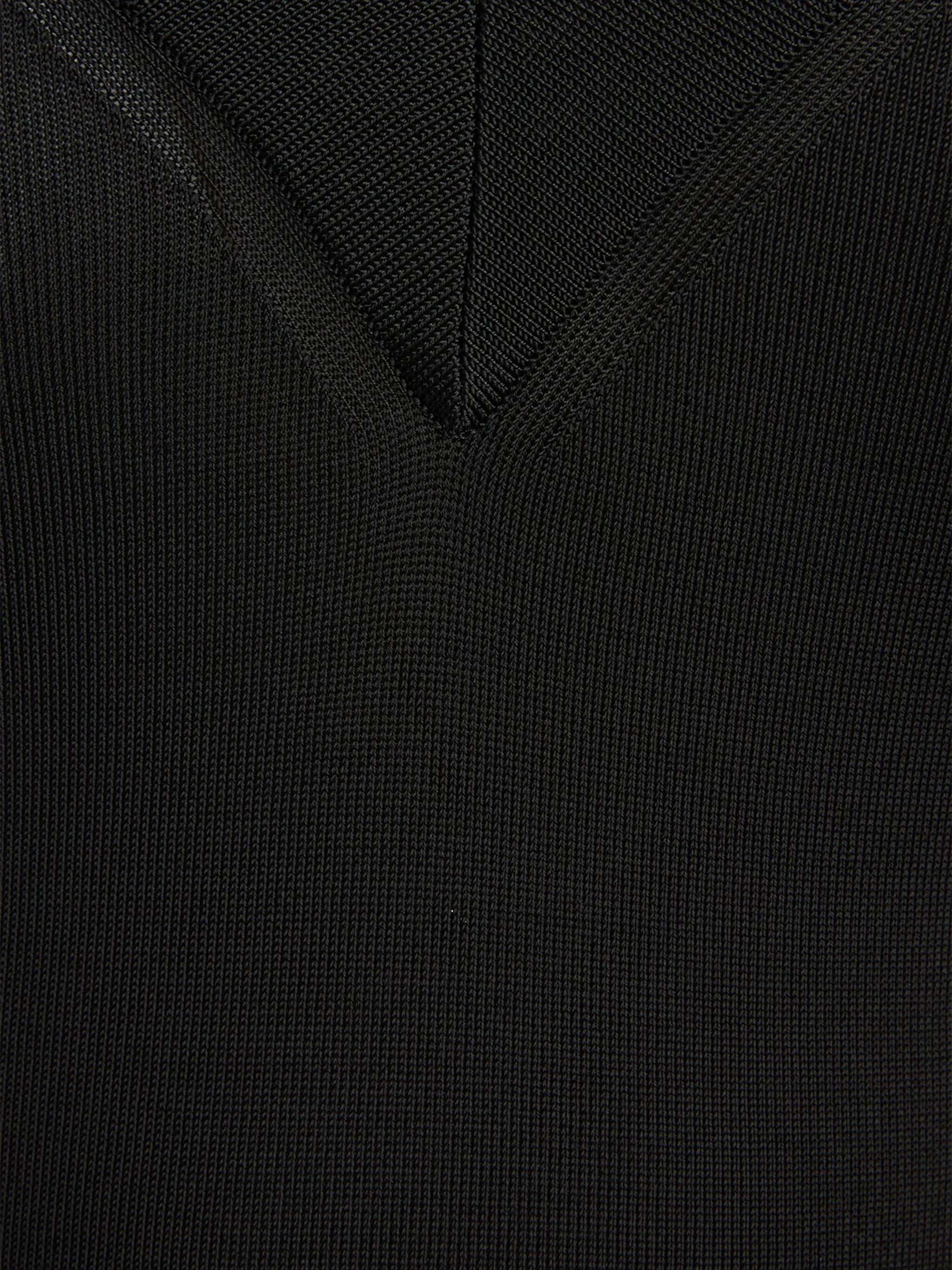 Платье мини тонкой вязки с V-образным вырезом Saint Laurent, черный — фото 3
