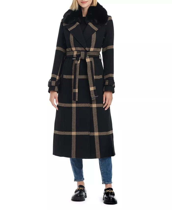 

Женское двубортное пальто макси из смесовой шерсти Vince Camuto, мультиколор