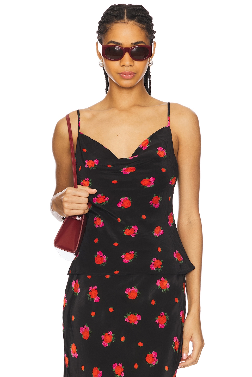 

Топ Monroe с ковшевым вырезом Bardot, black floral