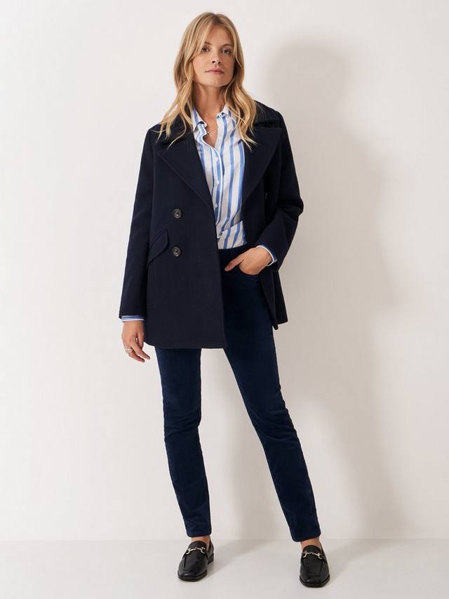 

Бархатные облегающие брюки Crew Clothing, Navy Blue