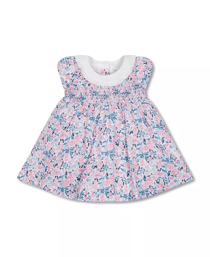 

Льняное платье Layette для маленьких девочек с короткими рукавами и воротником с рюшами, для малышей Hope & Henry, розовый