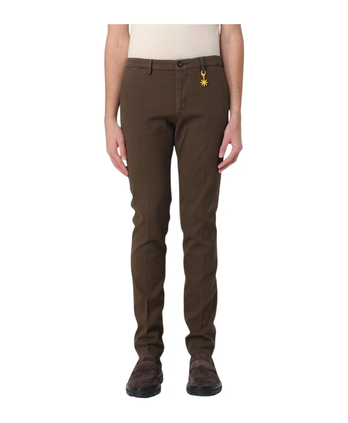 

Эластичные хлопковые брюки приталенного кроя для повседневной носки. Manuel Ritz, коричневый