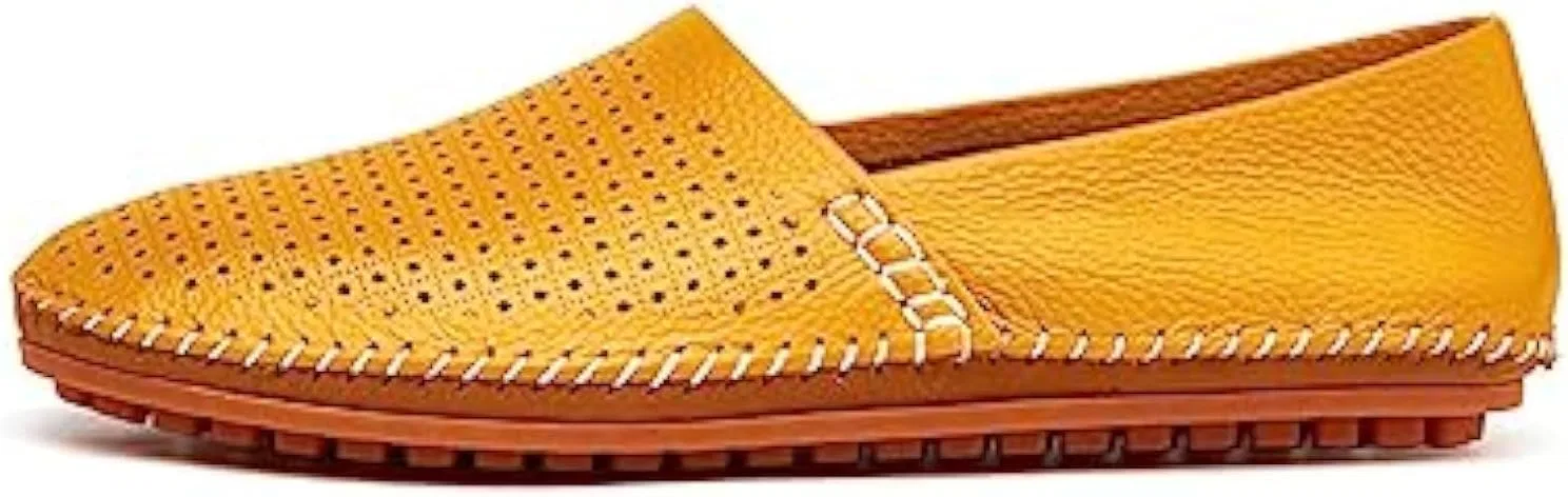 Лоферы кожаные, легкие Men's Genuine Leather Loafer Flats, Yellow-02 Zentavi — фото 3