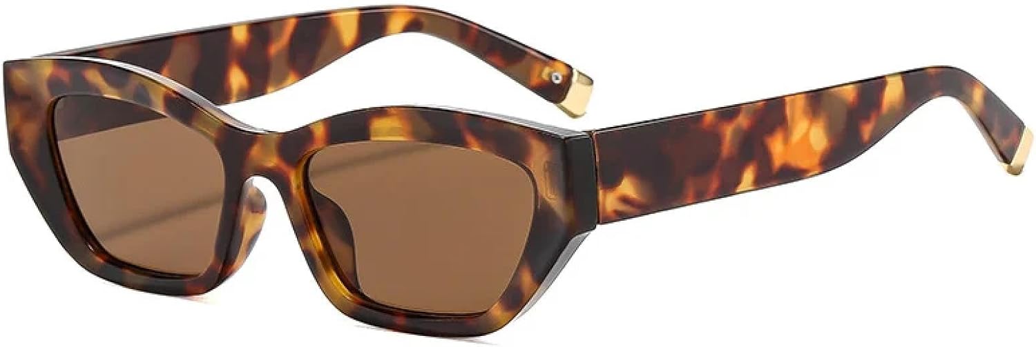 

Модные солнцезащитные очки «кошачий глаз» неправильной формы для женщин, винтажные, прозрачные, конфетных цветов, мужские, трендовые, многоугольные, панк, UV400 TKKTLLT, Leopard-brown