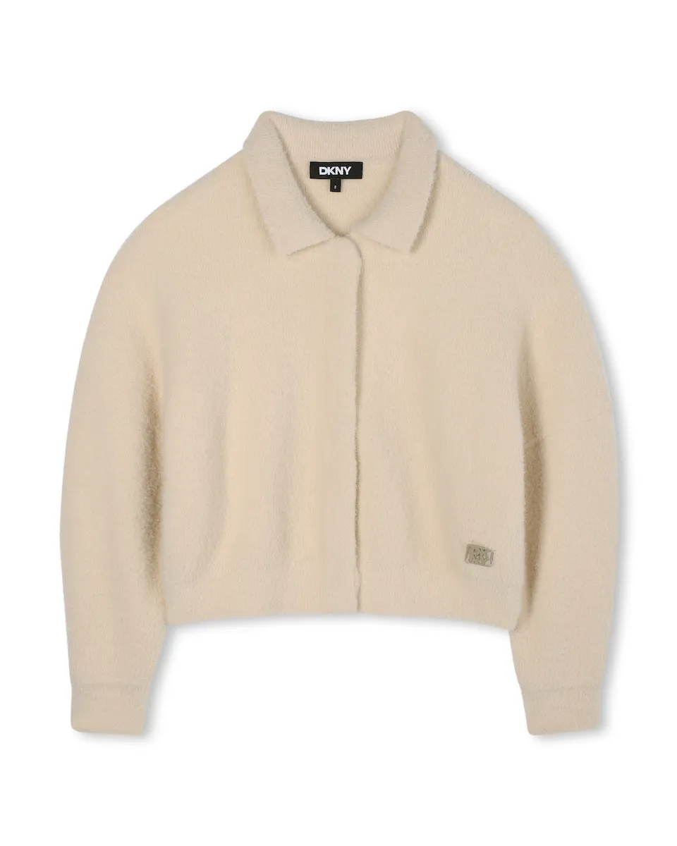 

Вязаная куртка для девочки с длинным рукавом DKNY, бежевый